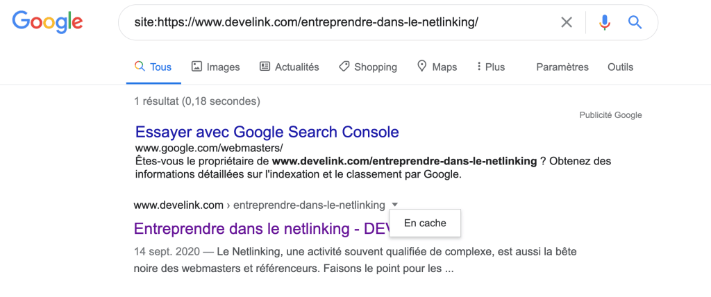 comment contrôler la prise en compte d'un lien par Google