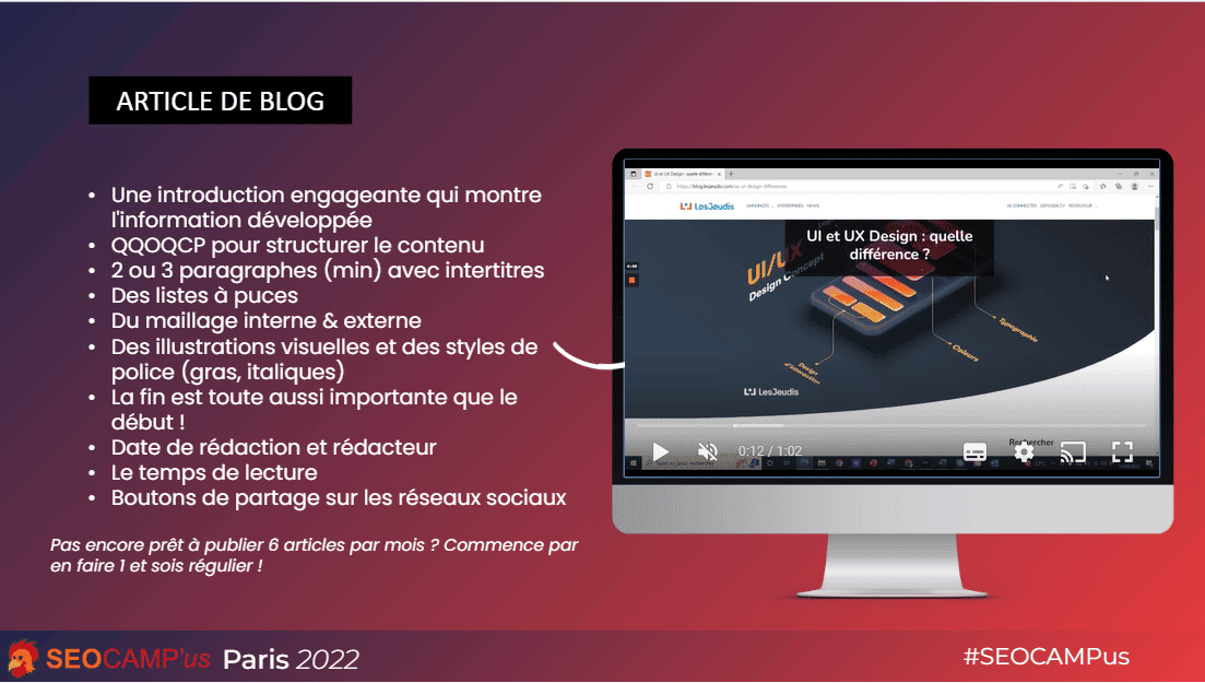 structure de l'article de blog